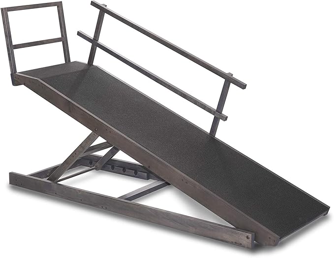 Large Dog Ramp for Bed, by DoggoRamps – Extra Wide Dog Ramp for Large Dogs to Get on High Beds up to 35" Tall – Wide Ramp with Rails, Platform & Non-Slip Grip – Made in N America from Solid Hardwood