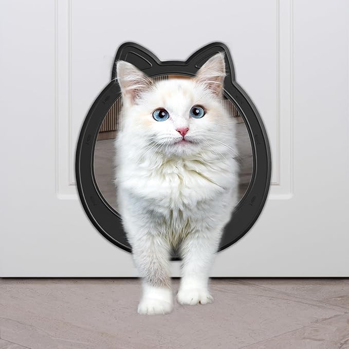 Large Cat Door, Cat Door Interior Door, No Flap Cat Door, Easy to Install, Strong Pet Door for Cat, No Training, Up to 22 LBS,Black