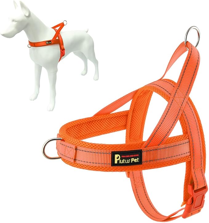 Plutus Pet No Pull Dog Harness with Breathable Mesh Padded, Adjustable Reflective Escape Proof Dog Harness, Quick Fit Dog Vest Harness for Small Medium Large Dogs(L, Orange)