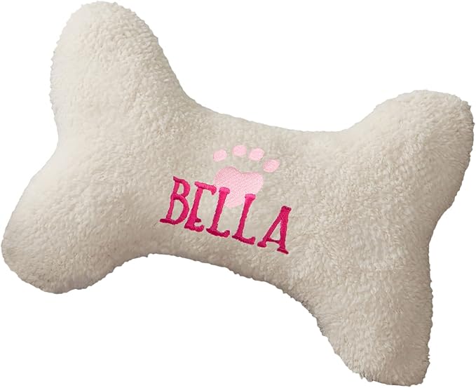 Personalization Universe Heart Paw Print Dog Bone Pet Pillow, Soft and Plush, Perfect for Pet Bed, Embroidered with Custom Name in Multiple Color Options, Dog Bed Accesory, for Small and Medium Dogs