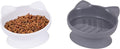 Kitty City Elevated Slow Feeder Cat Bowls (Set of 2), Whisker-Friendly Raised Cat Food Dishes with Ridges, Helps Reduce Fast Eating & Digestion Issues, Dishwasher Safe, 10.8 oz – White & Gray