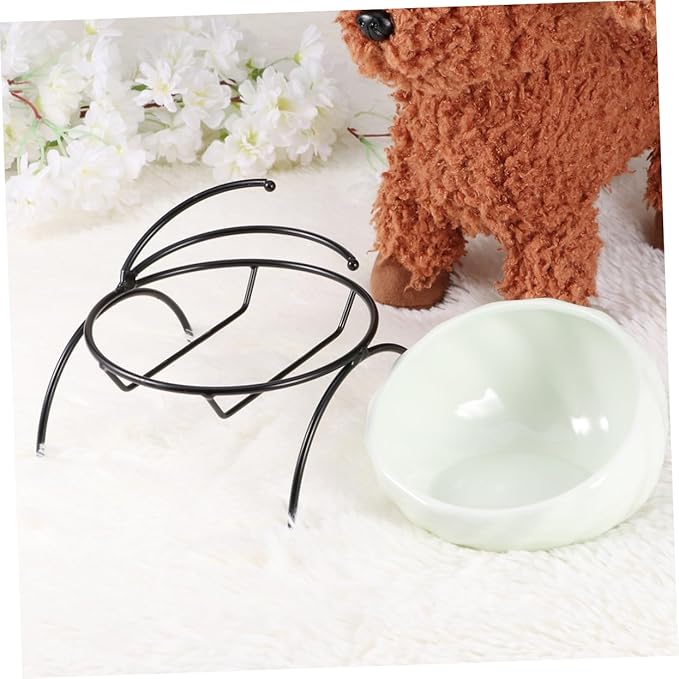 Smooth Ceramic Pet Bowl Iron Frame Rack Cat Feeder Dog Bowl Pet Food Feeding Dog Feeder Cat Feeding Watering Supplies