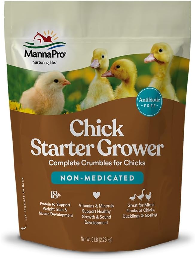 Manna Pro Chick Starter Feed, Non-Medicated Chicken Feed with Vitamins & Minerals, Complete Nutrition for Baby Chicks, 5 lb Bag