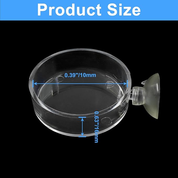 Aquarium Shrimp Feeding Dish with Suction Cup， Clear Fish Food Bowl Tray Aquarium Tank Accessories