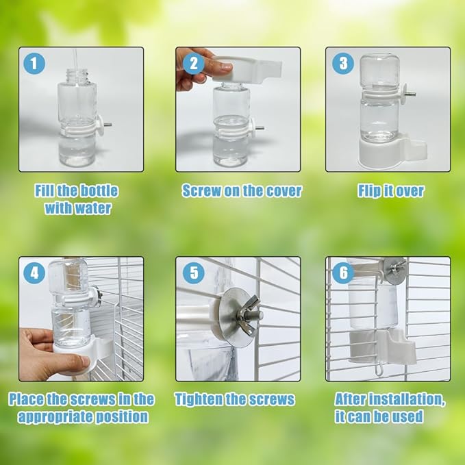 2 Pcs Automatic Pet Bird Water Feeder, Water Dispenser for Cage, Bird Cage Suspended Automatic Water Dispenser, Parrot Feeders for Parakeet Budgie Cockatiel Lovebirds Canary Finch