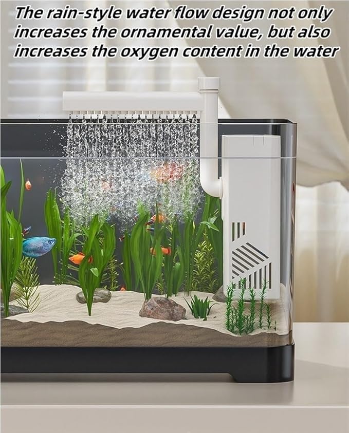 4 Gallon Fish Tank, Small Tabletop Fish Tank, Aquarium with Negative Pressure Tank, Fish Aquarium with Spotlight and Water Pump, Betta Fish Tank Starter Set(Black,15.3x8.5x13.4in)