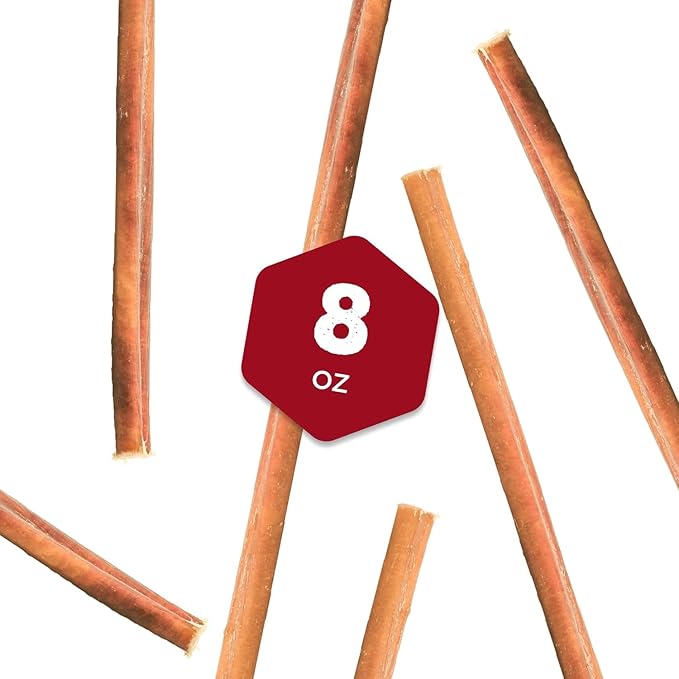 Wild Wolf 12-inch Angus Bully Sticks (8oz./~5 Sticks) Healthy, All-Natural, Long-Lasting Dog Chew Bones - Low Odor - Mixed Thickness - Lab-Tested, Hand-Inspected and Packed with Love in The USA