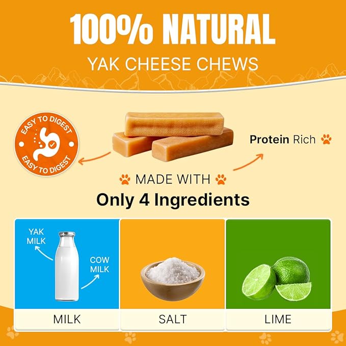 Tibetan Dog Chew Yak Cheese Sticks - Natural, Handmade Treats for Jumbo Dogs, Long-Lasting Entertainment, Perfect for Aggressive Chewers, Rawhide-Free, Grain-Free, Gluten-Free, 2 lb Bulk Jumbo