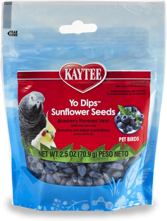 KayteeBlueberry Flavor Yo Dipped Sunflower Seeds for All Pet Birds 2.5 oz (Pack of 3)