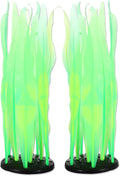 Aquarium Glowing Kelp Plant, Soft Silicone Glowing Fish Tank Decorations, Fluorescence Coral Decor for Aquarium Decor Green 2pcs