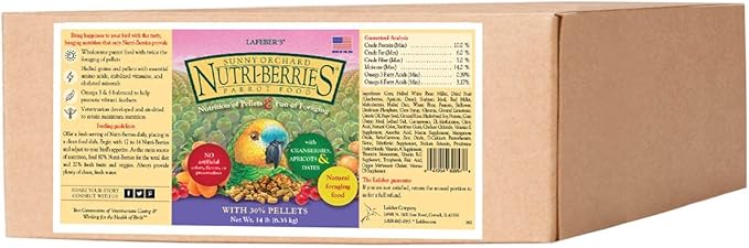 LAFEBER'S Sunny Orchard Nutri-Berries Pet Bird Food, Made with Non-GMO and Human-Grade Ingredients, for Parrots, 14 lb