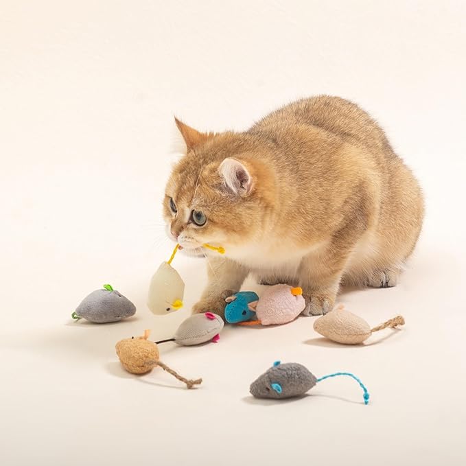 20-Pack Catnip Mouse Toys - Assorted Colors, Plush Mice with Catnip, Interactive Cat Toys for Indoor Kittens & Adults, Durable Cat Teaser Set