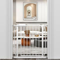WAOWAO Baby Gate 29.13-33.82" Extra Wide Pressure Mounted Walk Through Swing Auto Close Safety White Metal Toddler Kids Child Dog Pet Puppy for Stairs,Doorways,Kitchen