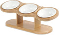 Elevated Cat Bowls, 2 Heights Adjustable Raised Dog Bowl Stand, 3 Ceramic Bowls for Cats and Small Dogs, 15° Tilted