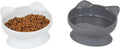 Kitty City Elevated Cat Bowls (Set of 2), Whisker-Friendly Raised Cat Food & Water Dishes, Modern Pedestal Design, Dishwasher Safe, 10.8 oz Each – White & Gray
