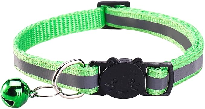 14 Pack Breakaway Cat Collar with Bell, Reflective Kitten Collar for Girl Boy Cats, Safety Buckle Adjustable 7.5-12.5 Inch, 0.4 Inch Width Lightweight, Pet Gifts (Light Green)