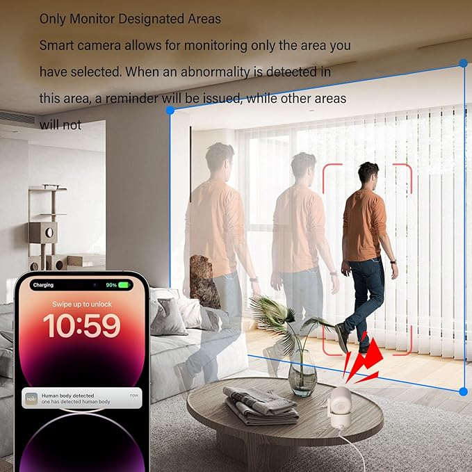 Walfront 2.4G WiFi Security Camera Indoor Baby/Elder/Dog/Pet Camera Smart Home Surveillance 360 Degree Rotation Private Mode Triggering Alarm