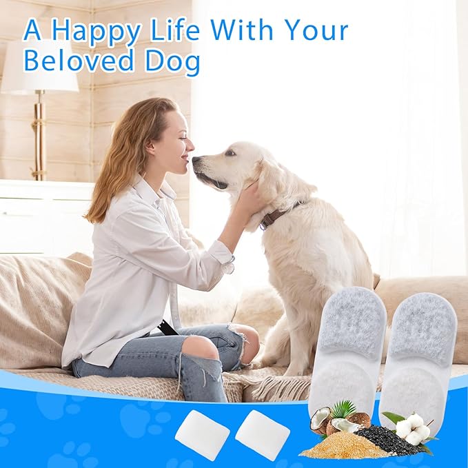 Dog Fountain Filter Replacement Compatible with MAILOFY 14L/3.7Gal Stainless Steel Dog Water Bowl, 4-Layer Filter System with Carbon & Sponges for Cat Water Fountain Filter Replacement 12PCS