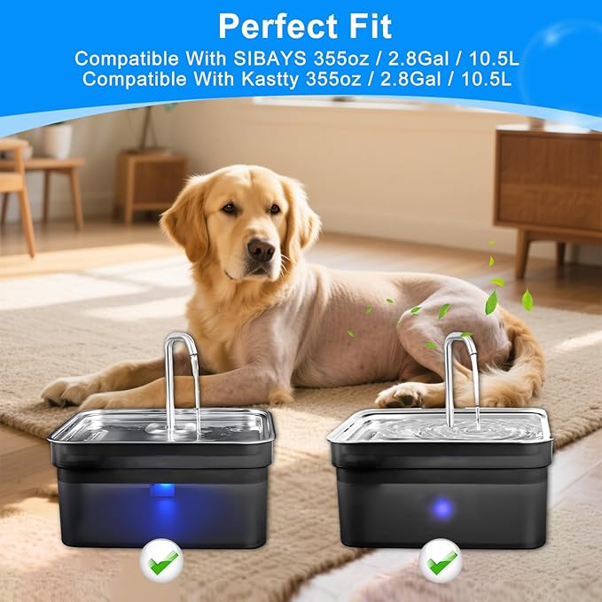 16PCS Pet Water Fountain Filters Fit for SIBAYS 355oz/2.8Gal/10.5L Large Dog Water Fountain(FS70) & Compatible with Kastty, Carbon & Sponge for Dog Water Fountain, Keep Water Fresh(P/N:L07)