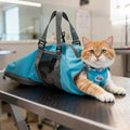 Cinf Cat Nail Clipping Cleaning Grooming Restraint Bag No Scratching Biting for Bathing Nail Trimming Injecting Examining(Blue,M)