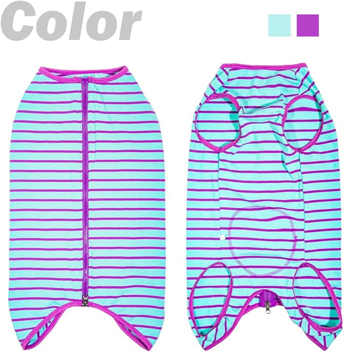 Dog’s Recovery Suit Post Surgery Shirt for Female Male Dog, E-Collar Alternative Wound Protective Clothes (Purple stripe-2xl)