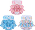 Reusable Dog Diapers Female 3 Pack Doggie Diapers for Period Heat Incontinence Puppy Training (Small, Watercolor)