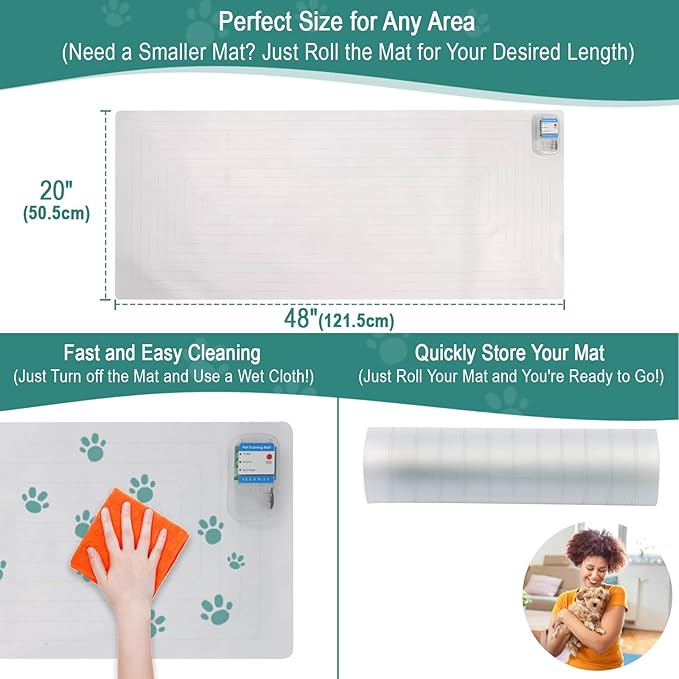 SEERWAY 2-Pieces Pet Shock Mat with Tester for Dogs & Cats - Keep Off Couch, Bed, Kitchen Counter, 3 Training Modes Waterproof Electronic Deterrent Mat
