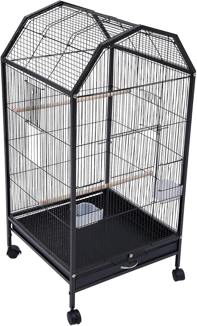 Multi-Functional Bird Cage for Indoor Use, 18x18x40inch Iron Aviary with Removable Tray, Skylight & 5 Doors – Ideal for Parakeets, Budgies, Canaries & More