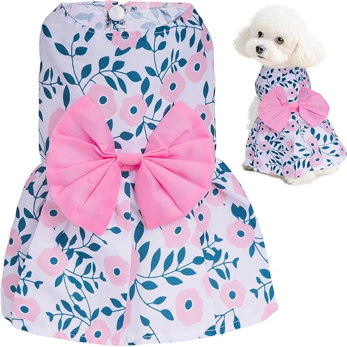 choyaxo Floral Dog Dress Cute Dog Skirt Pet Dress Summer Pet Clothes for Puppy Small Cats
