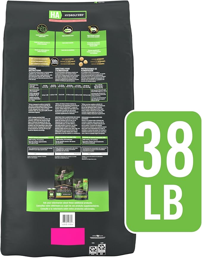 Pro Plan Veterinary Diets Purina HA Hydrolyzed Protein Dog Food Dry Salmon Flavor Formula - 38 lb. Bag