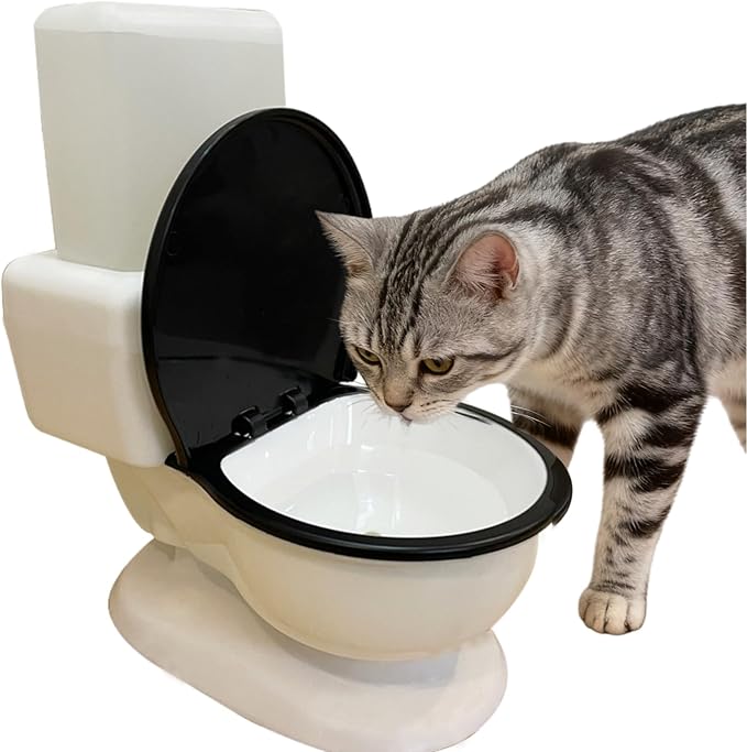 Cat Water Dispenser,Funny Toilet Shaped Pet Gravity Bowl, Automatic Flow No Electricity Needed with Healthy Pets Water Station for Cats and Small/Medium Dog