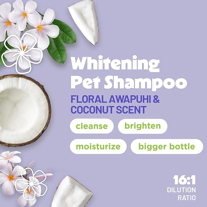TropiClean Whitening Dog Shampoo, Professional Dog Shampoo, Whitening & Brightening, For All Coat & Color Types, Puppy Safe, Made in USA, 2.5 Gallon