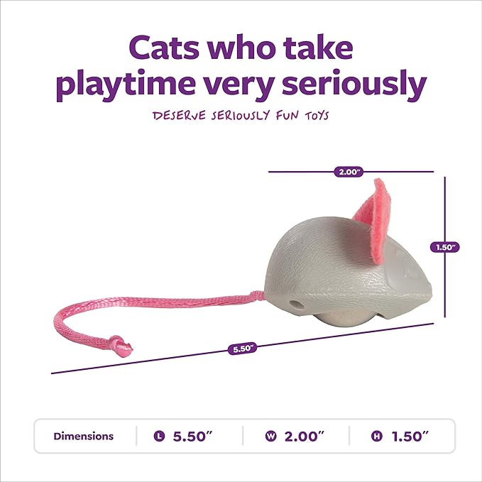 SmartyKat Marble Mouse Rolling Marble Cat Toy, Unpredictable Wobble Action for Solo Chase & Pounce for Cats & Kittens, One Size