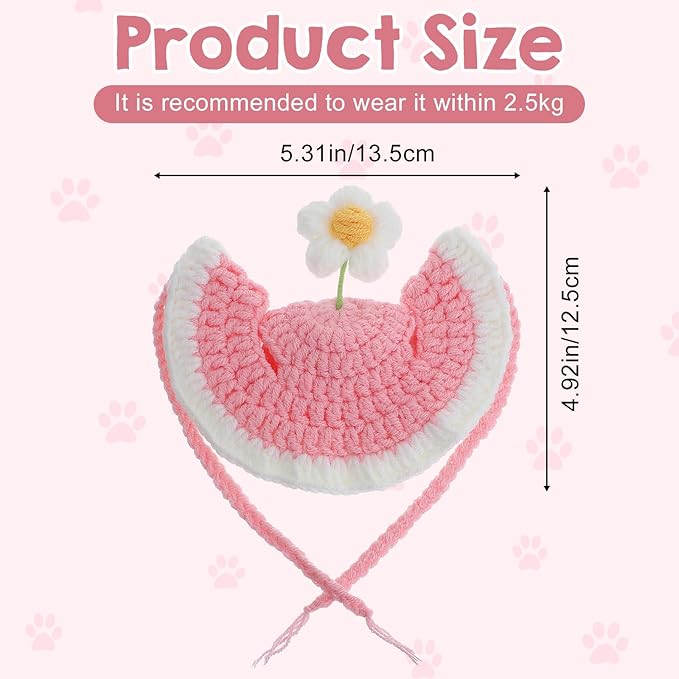 Cat Hat Cute Pink Flower Costume Hats for Cats, Cat Part Hat with Ear Holes and Adjustable tie Soft Washable Outfits Hats for Parties Birthday