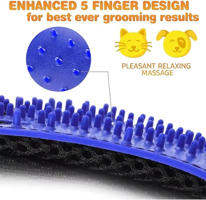 Pet Grooming Glove-Pet Hair Remover Glove- Perfect pet Cleaning Brush Glove- Perfect Washing Glove Brush of The Dog & pet for Short and Long Fur - 1 Pack (Right-Hand), Blue