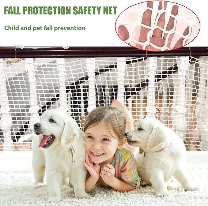 Safety Rope Net for Kids,Knotless Fence Net for Balcony Stairway Guard,Outdoor Terrace Decoration Pet Anti-Fall Rope Netting,Baseball Sports Netting(Size:0.5M*5M(1.64FT*16.4FT),Color:White)