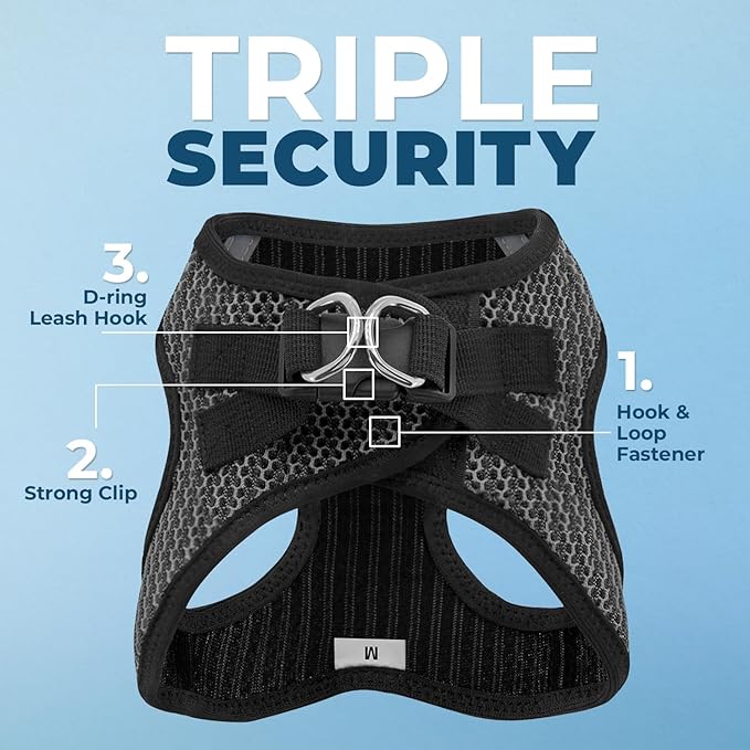 Best Pet Supplies Voyager Step-in Air Harness - All Weather Mesh, Reflective, No Pull Harness for Dogs, Cats - Secure with Hook & Loop Fastener, Buckle, Double D-Rings - Gray 2-Tone, L
