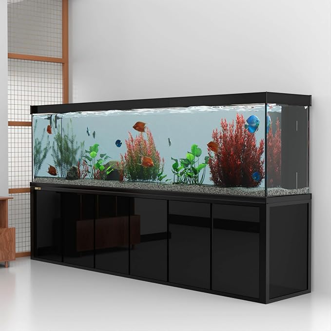Aqua Dream 500 Gallon Black Aquarium Kit with Stand & Sump Filtration System - Commercial Reef Fish Tank with Ultra-Clear Tempered Glass