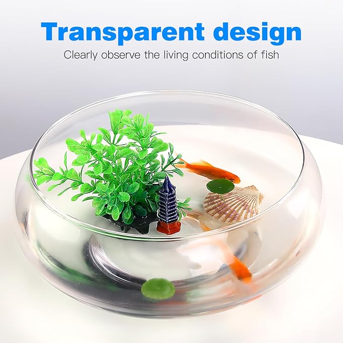 Clear Fish Bowl Vase Bubble Bowl Transparent Aquarium Tank, Betta and Goldfish Tank, Desktop Office Decor, 2800ml, Plastic, 9.52 x 9.52 x 3.93 Inch