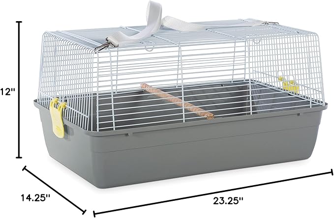 Prevue Pet Products Small Animal Travel Carrier - Hamster, Bird, Parakeet, Gerbil, Rabbit, Ferret, Guinea Pig, & Rat Carrier, Easy Pet Transportation, Travel Bird Cage, Lightweight & Portable - Gray
