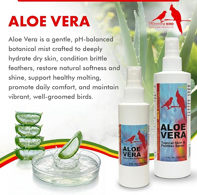 Morning Bird Aloe Vera Spray 4 Fl Oz – Natural Topical Spray for All Birds – Soothes Dry Skin & Supports Healthy Skin – Easy-to-Use Spray Bottle for Gentle Hydration & Skin Relief