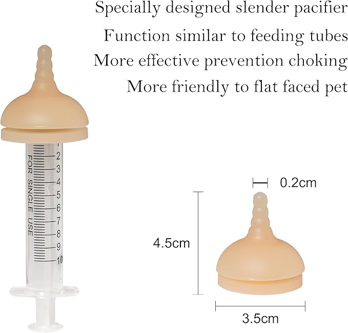 Puppy Feeder Bottle, Silicone Feeding Nipple and Syringes for All Breed of Puppies and Other Animals Dongdong pet