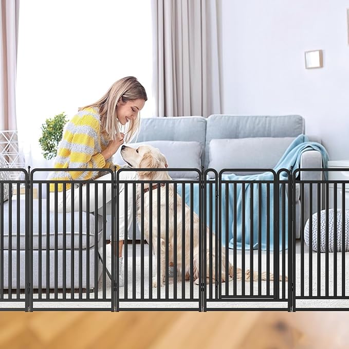 New Thickened Version Dog Playpen, 40 Inch Dog Fences for The Yard, Portable Outdoor Dog Playpen for Large/Medium/Small Dogs, Foldable Metal Dog playpen, with Doors (8 Panels, 40 Inch)