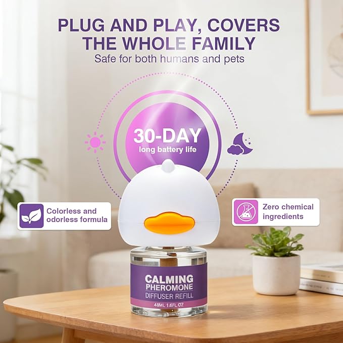 Cat Calming Pheromone Diffuser Effectively Relieve Anxiety Stress Cat Calming Diffuser Comfort for Cats Refill Reduce Fighting Spraying and Scratching Calm Relaxing 48ml/Bottle Fits All Cats