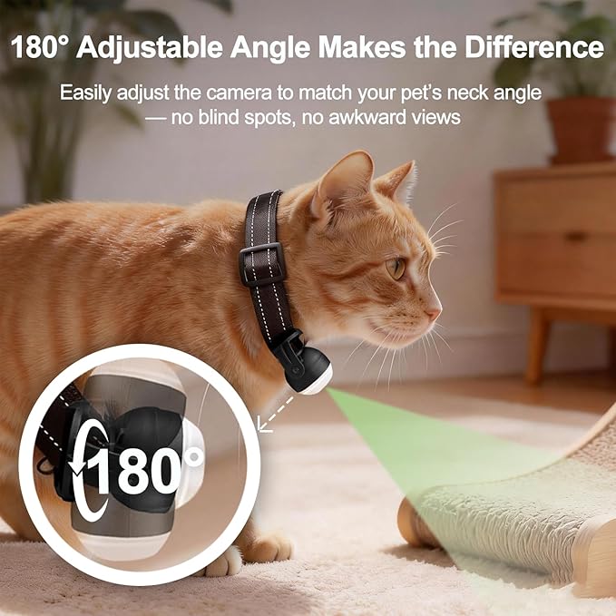 Cat Camera Collar 1080P HD Video Recording 32GB Memory Card Included, Pet Camera Collar for Cats & Dogs, Lightweight POV Collar Camera Wide Angle Lens, Mini Action Camera0 Indoor Outdoor Adventures