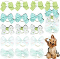 Small Dog Hair Bows, 20 Pack Handmade Bowknot Set, Green and Mint Mix Styles for Yorkie Grooming