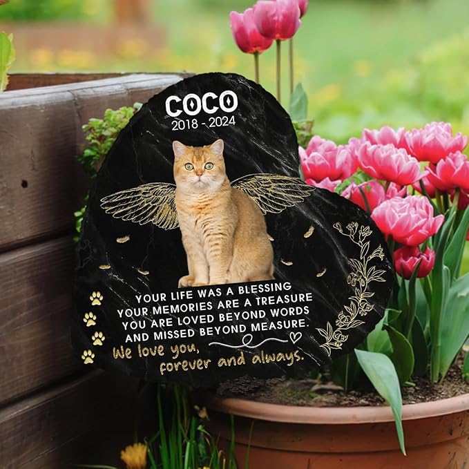 Pawfect House Cat Memorial Gifts for Loss of Cat, Personalized Memorial Stone, Loss of Pet Memorial Gifts, Garden Decor, Pet Loss Sympathy Gift, Cemetery Decorations for Grave, in Loving Memory