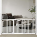 Fairy Baby 62.5"-71.6" Extra Wide Long Baby Gate for Doorways, Large Dog Gate for the House, No Drill Baby Gate for Stairs, Pressure Mounted Toddler Safety Child Gate Auto Close Pet Gate Indoor, White
