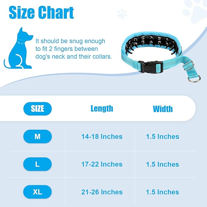 Lightweight Prong Collar for Dogs, Reflective No Pull Dog Collar | Adjustable Size Dog Pinch, Breathable Woven Fabric Air Grid Technology, Martingale Collar for Dogs Training(Blue-XL)
