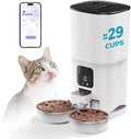 PAPIFEED Automatic Cat Feeder for 2 Cats, 2.4G WiFi Cat Food Dispenser with App Control, 7L Slow Feed Pet Feeder with 2 Stainless Bowls for Cats & Dogs, 12 Portions 10 Meals Daily - White